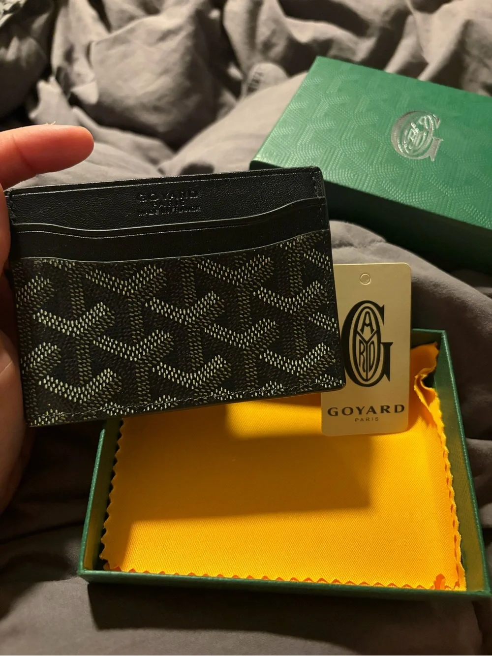 Goyard Black and Gray Goyardine Card Holder